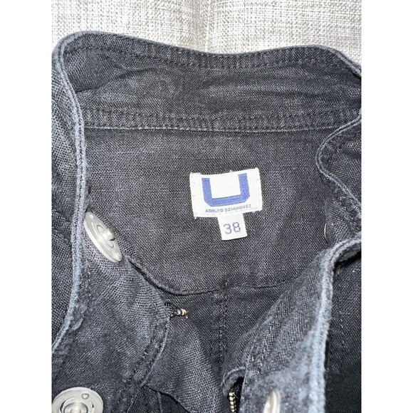 Adolfo Dominguez Jacket Women's S 38 Black Linen Blend Zip Silver Hardware Spain - Picture 3 of 11